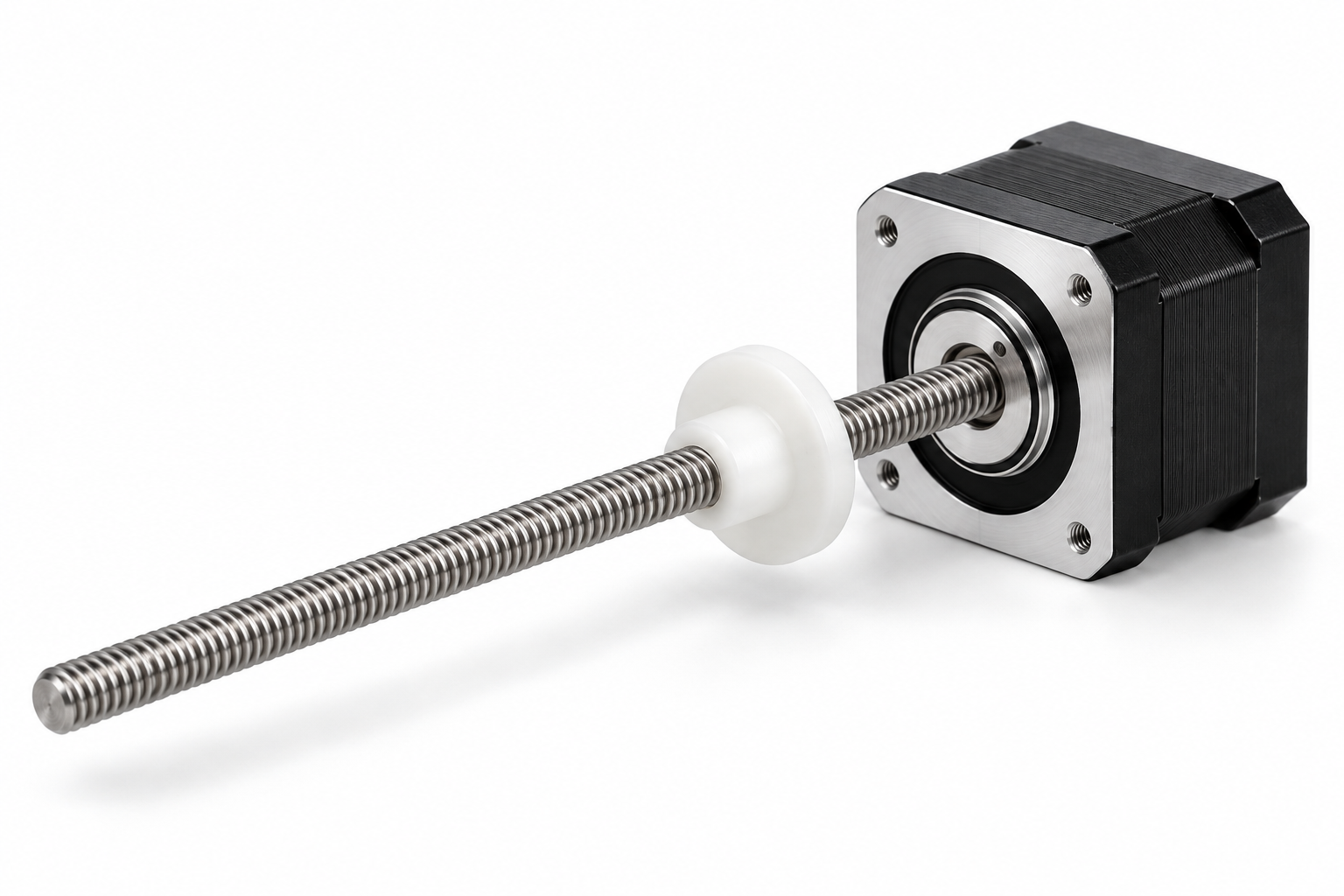 Structure illustration of a 20 mm external lead screw motor; geometry is unverified